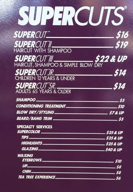 supercuts men's haircut price